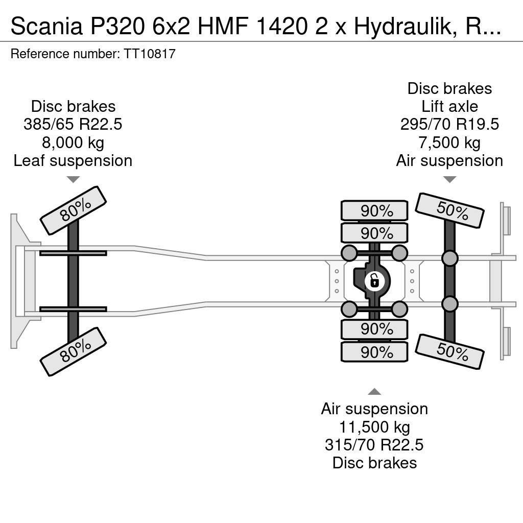 Scania P320 6x2 HMF 1420 2 x Hydraulik, Remote Kraner til alt terræn