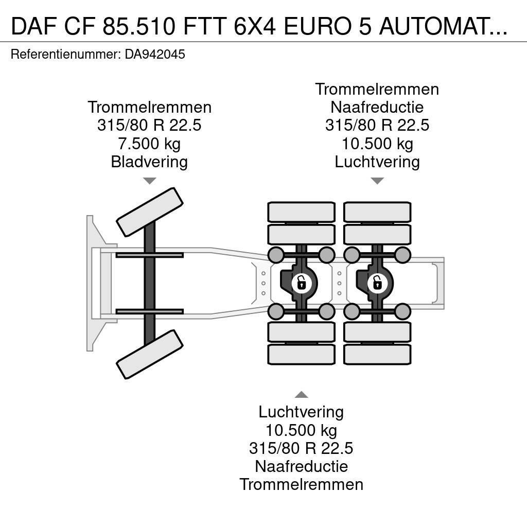 DAF CF 85.510 FTT 6X4 EURO 5 AUTOMATIC + ZF INTARDER + Trækkere