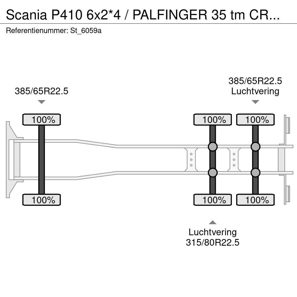 Scania P410 6x2*4 / PALFINGER 35 tm CRANE + WINCH Lastbil med kran