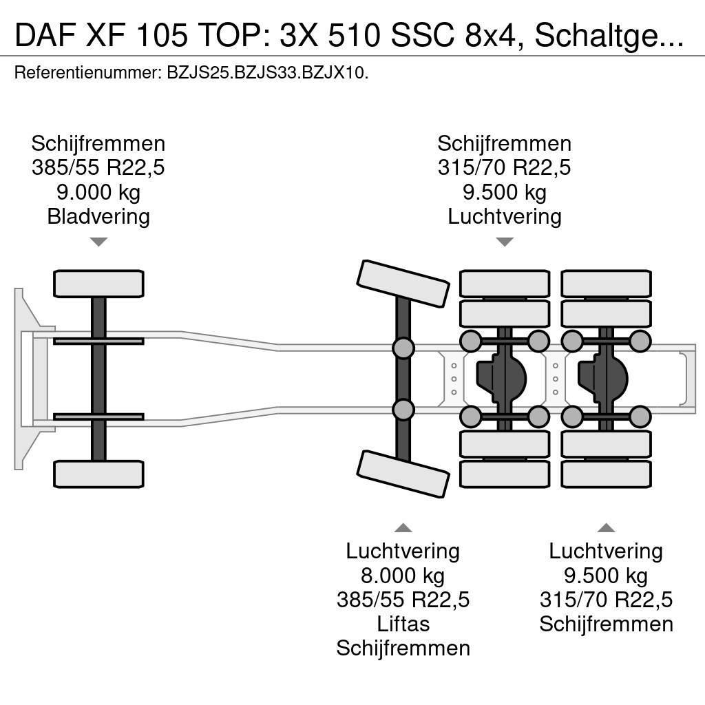 DAF XF 105 TOP: 3X 510 SSC 8x4, Schaltgetriebe, RETARD Trækkere