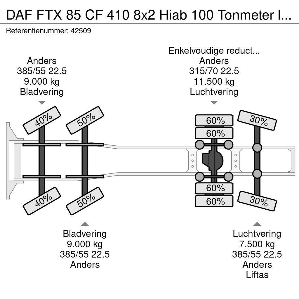 DAF FTX 85 CF 410 8x2 Hiab 100 Tonmeter laadkraan + Fl Trækkere