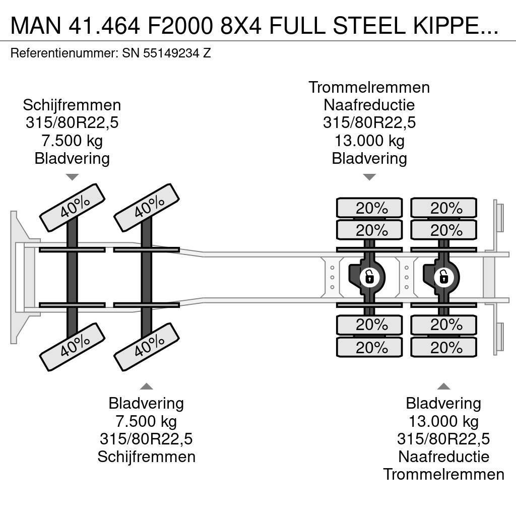 MAN 41.464 F2000 8X4 FULL STEEL KIPPER (EURO 2 / ZF16 Lastbiler med tip