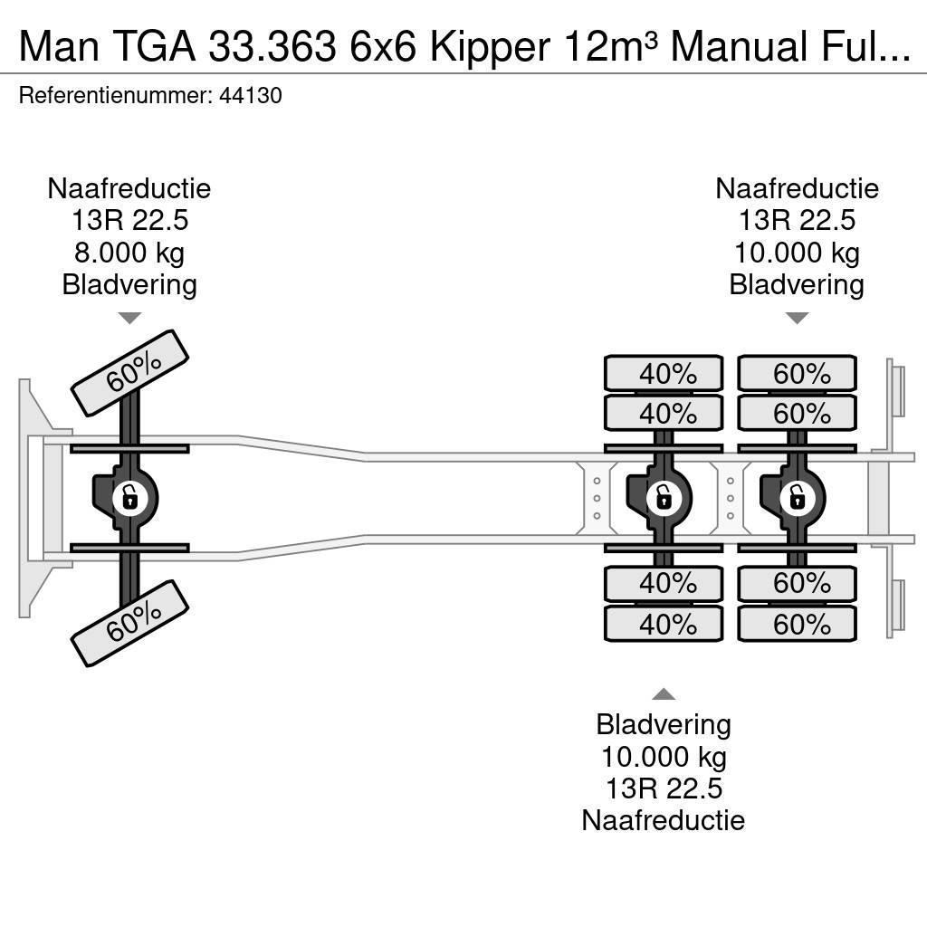MAN TGA 33.363 6x6 Kipper 12m³ Manual Full steel Lastbiler med tip