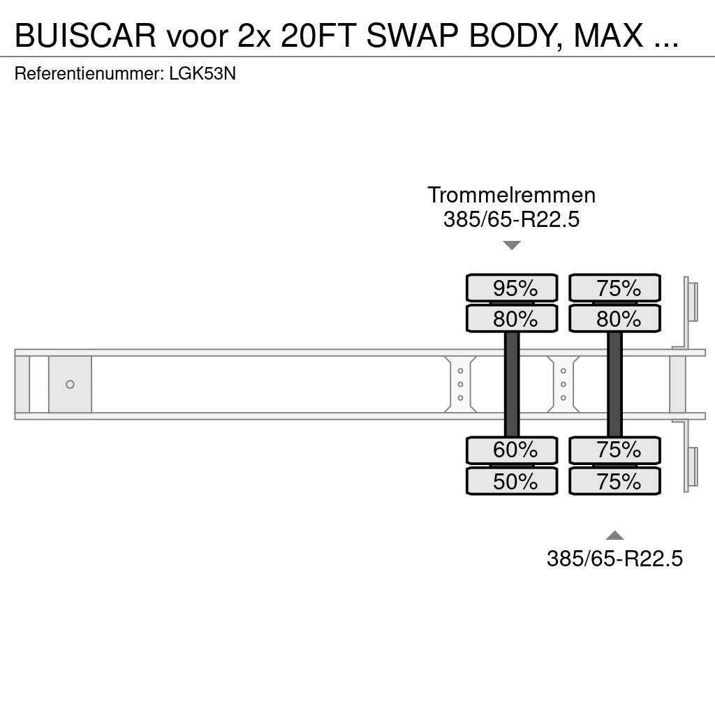  Buiscar voor 2x 20FT SWAP BODY, MAX LOAD 65.000KG Semi-trailer med containerramme