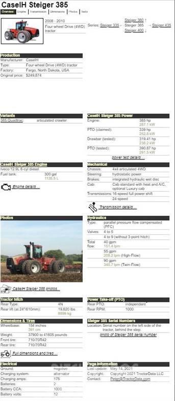 Case IH STEIGER 385 HD Traktorer