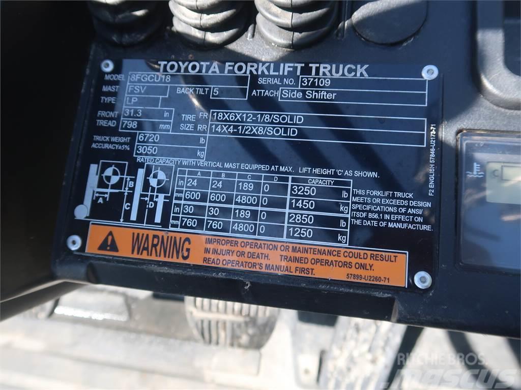 Toyota 8FGCU18 LPG gaffeltrucks