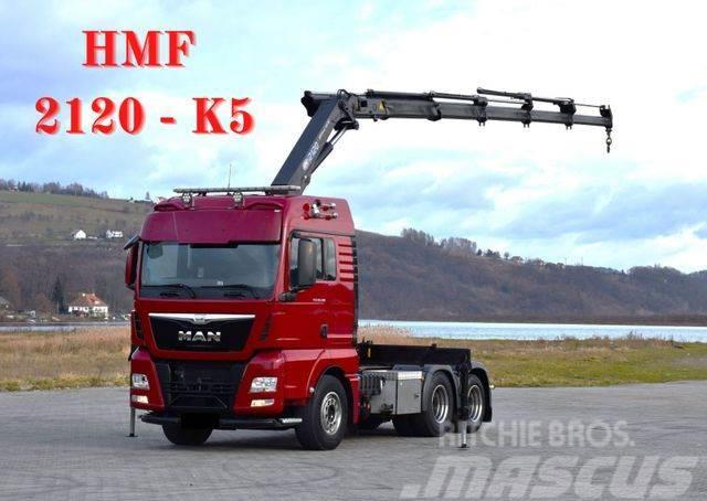MAN TGX 28.480 Sattelzugmaschine + HMF 2120 K5/FUNK Lastbil med kran