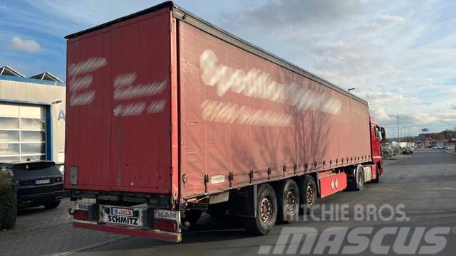 Schmitz Cargobull S01 Pritsche + Plane Liftachse SAF Semi-trailer med Gardinsider