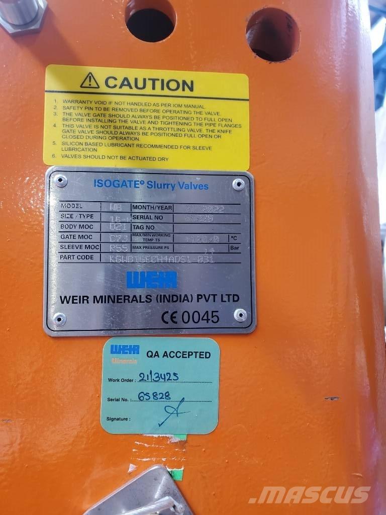 Weir Minerals vanne à guillotine ISOGATE type WBP  Opmudringsfartøjer