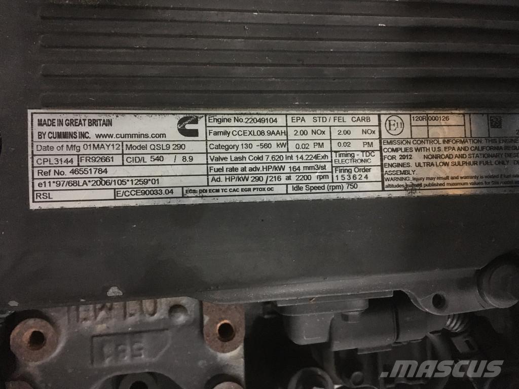 Cummins QSL9 CPL3144 RECONDITIONED Motorer