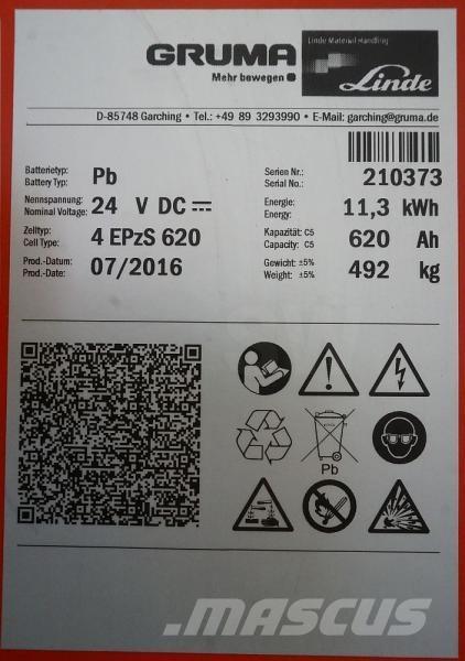 Gruma 24 Volt 4 PzS 620 Ah Andet Tilbehør og dele