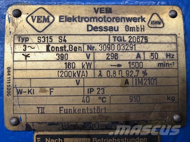 200 kVA VEM Type S315 S4 TGL20675 Generator Andre generatorer