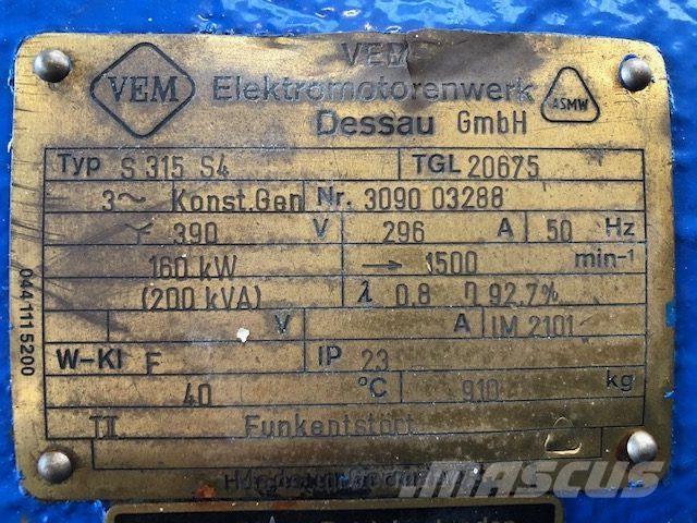 200 kVA VEM Type S315 S4 TGL20675 Generator Andre generatorer