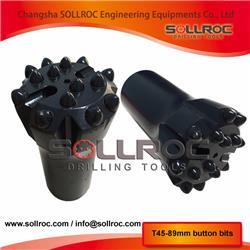 Sollroc tapered drill bit and thread button bits