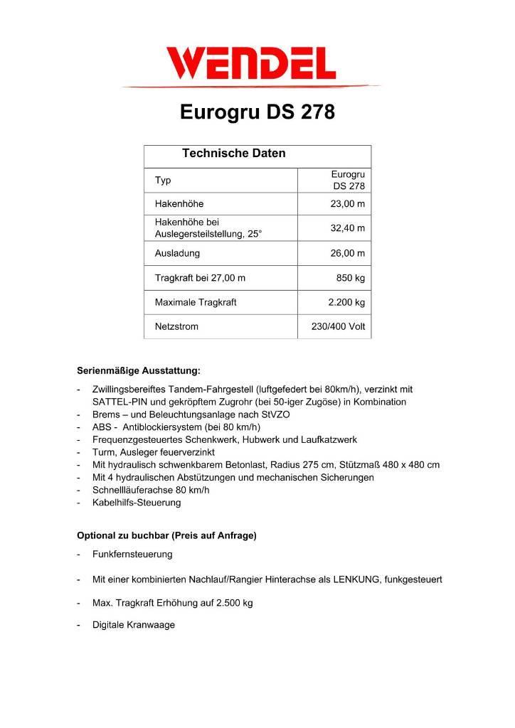 Eurogru DS 278 - Schnellbaukran Semimobilkraner