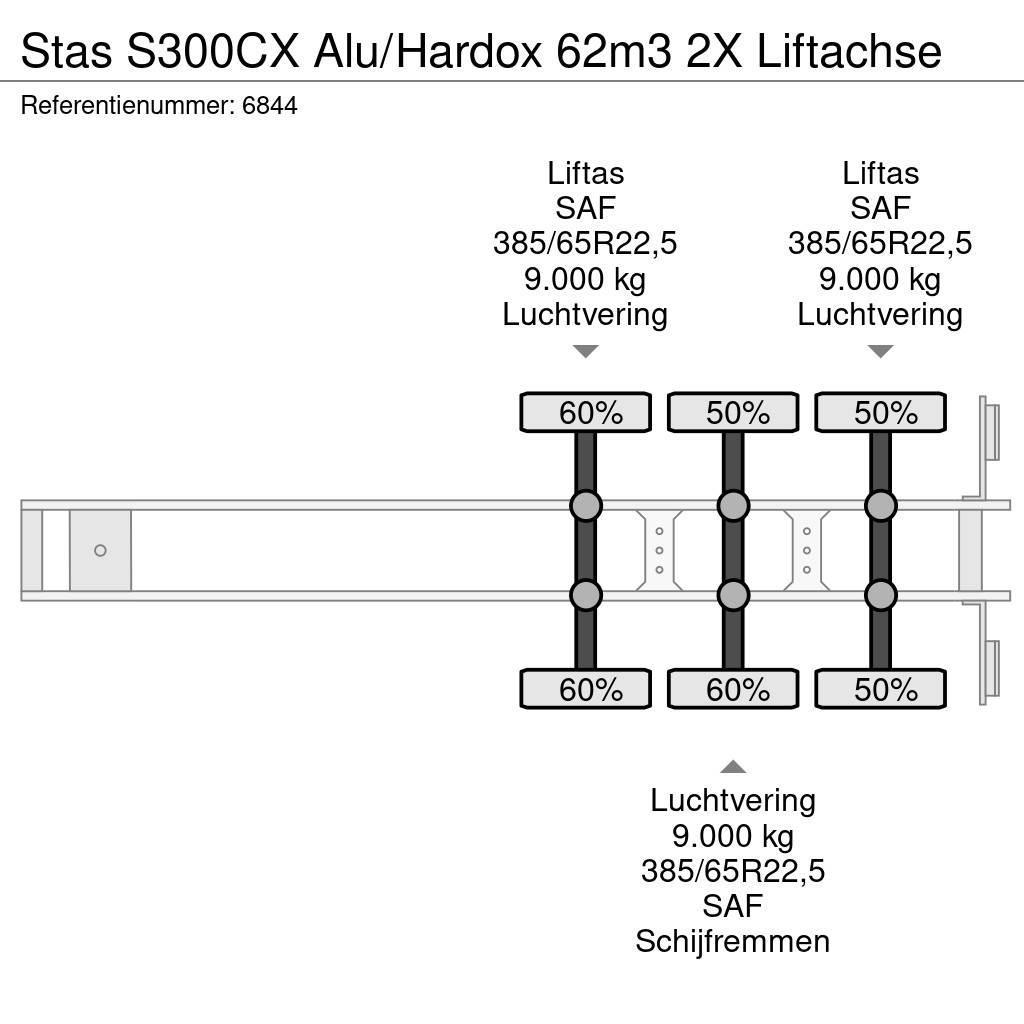 Stas S300CX Alu/Hardox 62m3 2X Liftachse Semi-trailer med tip