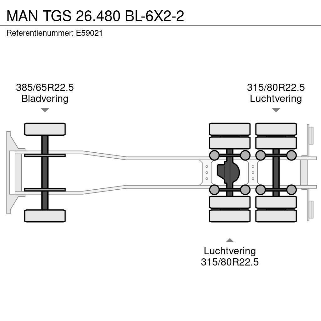 MAN TGS 26.480 BL-6X2-2 Lastbiler med containerramme / veksellad