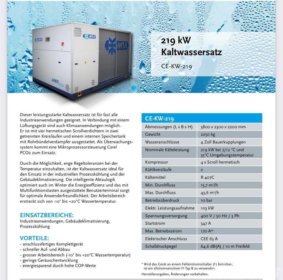  MTA Kaltwassersatz 220 KW Aries 219 Opvarmnings- og optøningsmaskiner