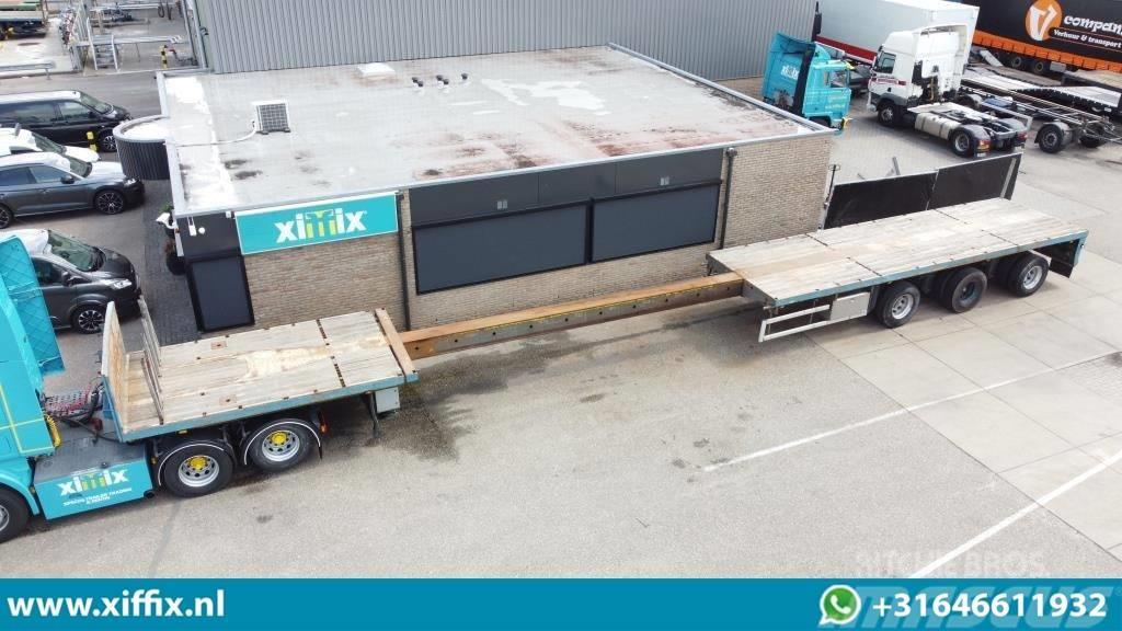 Floor 3-axle flat extendable trailer, 3x hydr. steering Semi-trailer med lad/flatbed