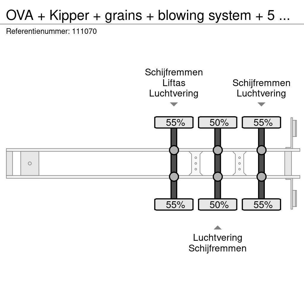 OVA + Kipper + grains + blowing system + 5 compartimen Semi-trailer med tip