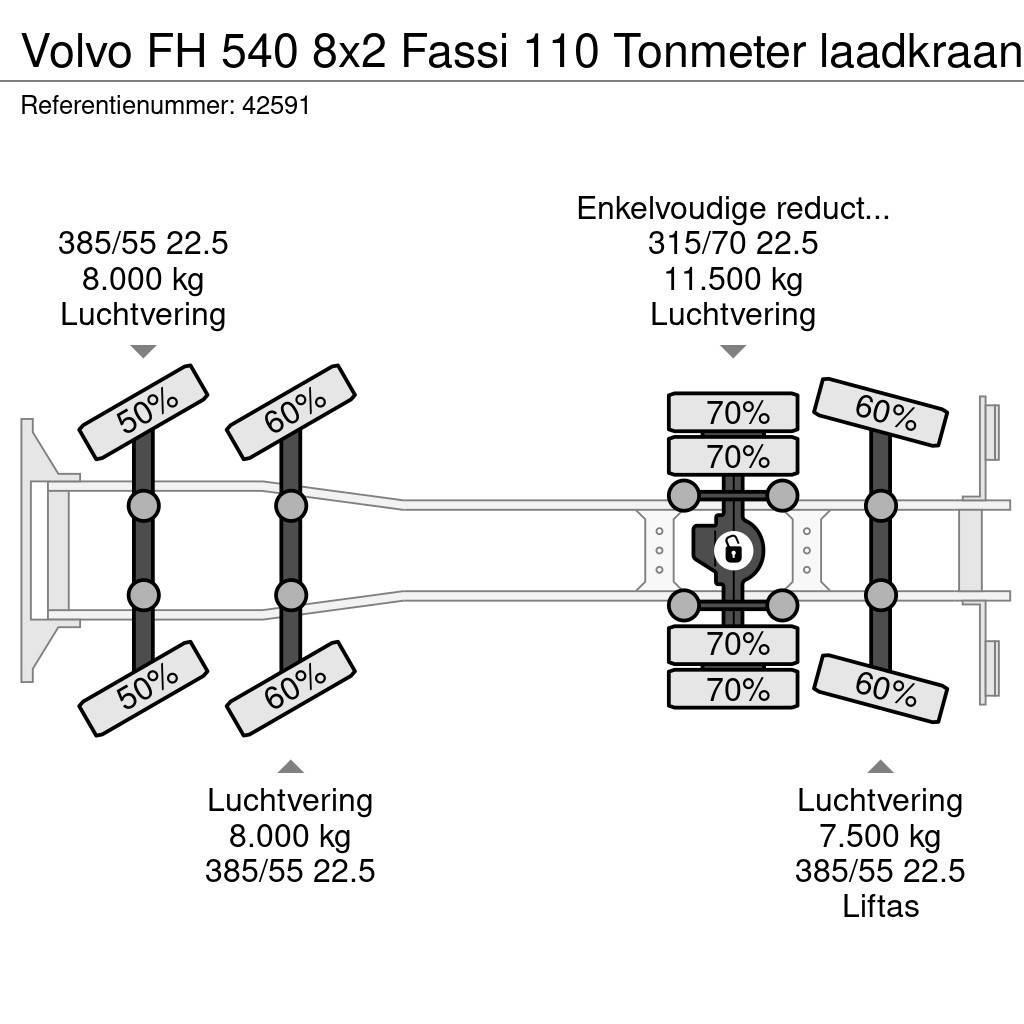 Volvo FH 540 8x2 Fassi 110 Tonmeter laadkraan Kraner til alt terræn
