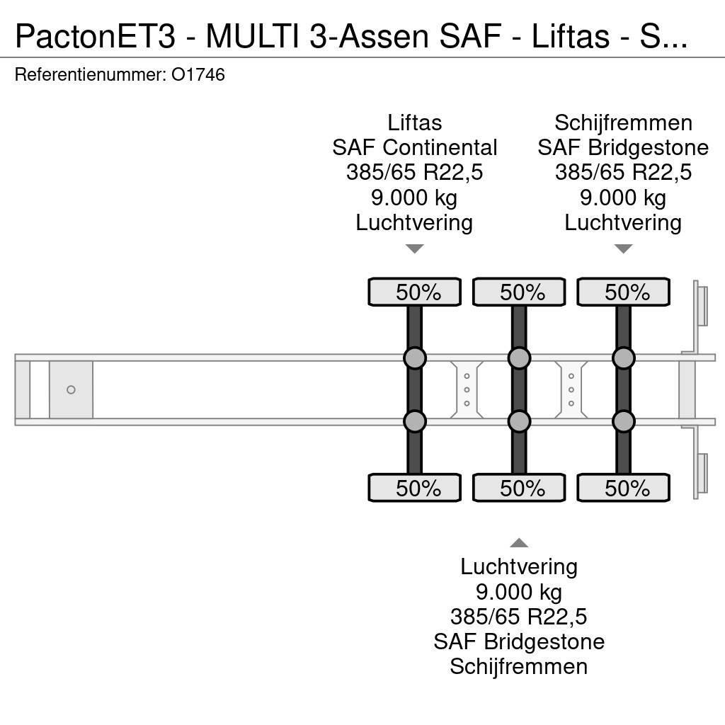 Pacton ET3 - MULTI 3-Assen SAF - Liftas - Schijfremmen - Semi-trailer med containerramme