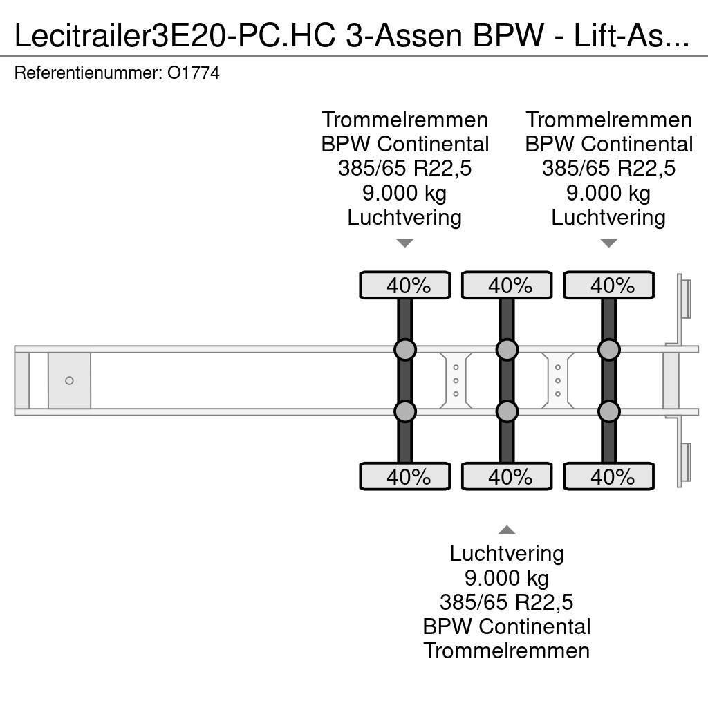 Lecitrailer 3E20-PC.HC 3-Assen BPW - Lift-As - 4800kg - 1x 20F Semi-trailer med containerramme