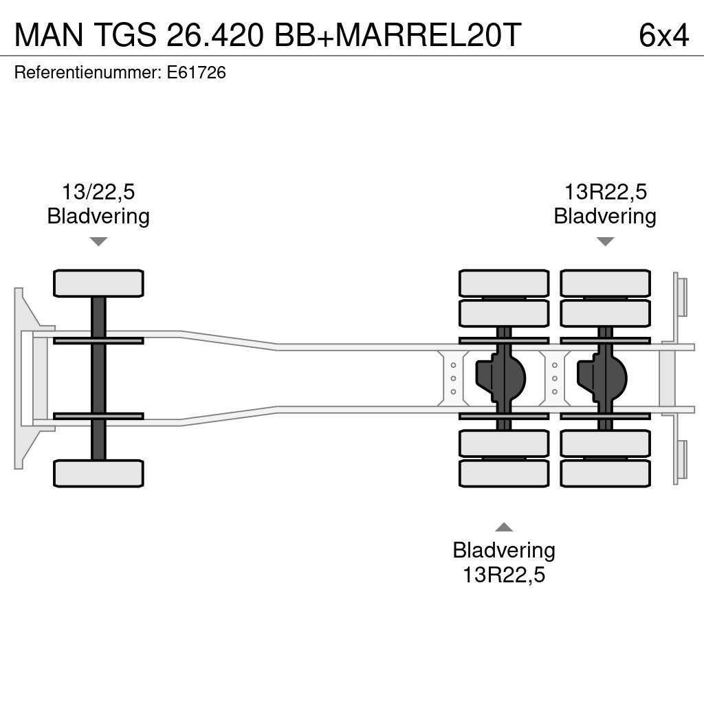 MAN TGS 26.420 BB+MARREL20T Lastbiler med containerramme / veksellad