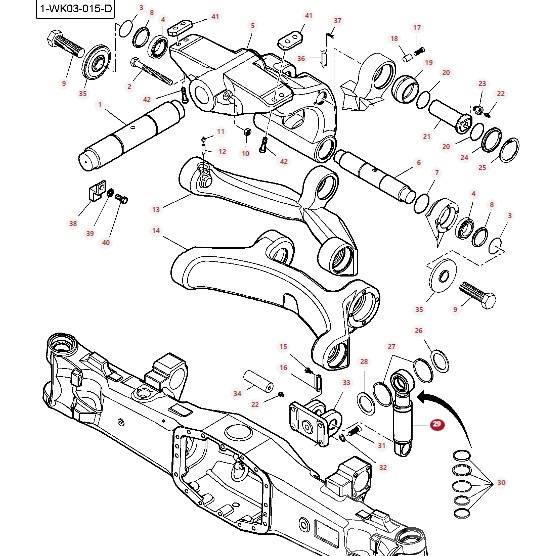 Massey Ferguson 8727 Front axle shock absorber cylinder 7700160101 Chassis og suspension