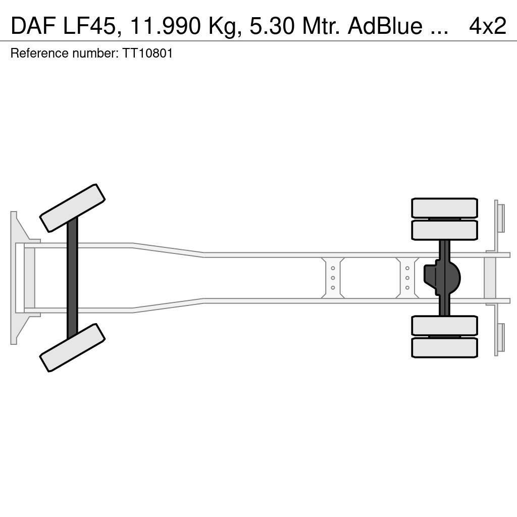 DAF LF45, 11.990 Kg, 5.30 Mtr. AdBlue Lastbil med lad/Flatbed