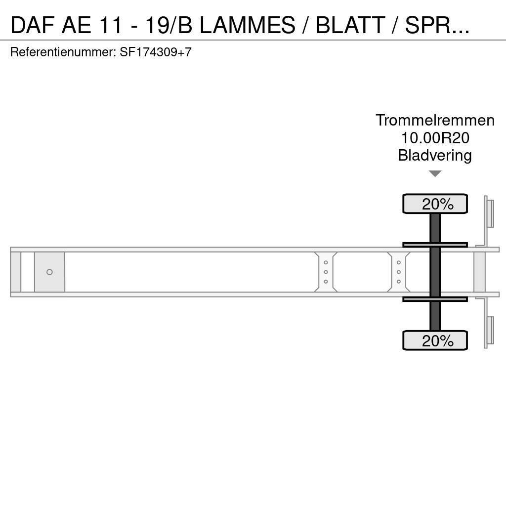 DAF AE 11 - 19/B LAMMES / BLATT / SPRING / FREINS TAMB Semi-trailer med Gardinsider