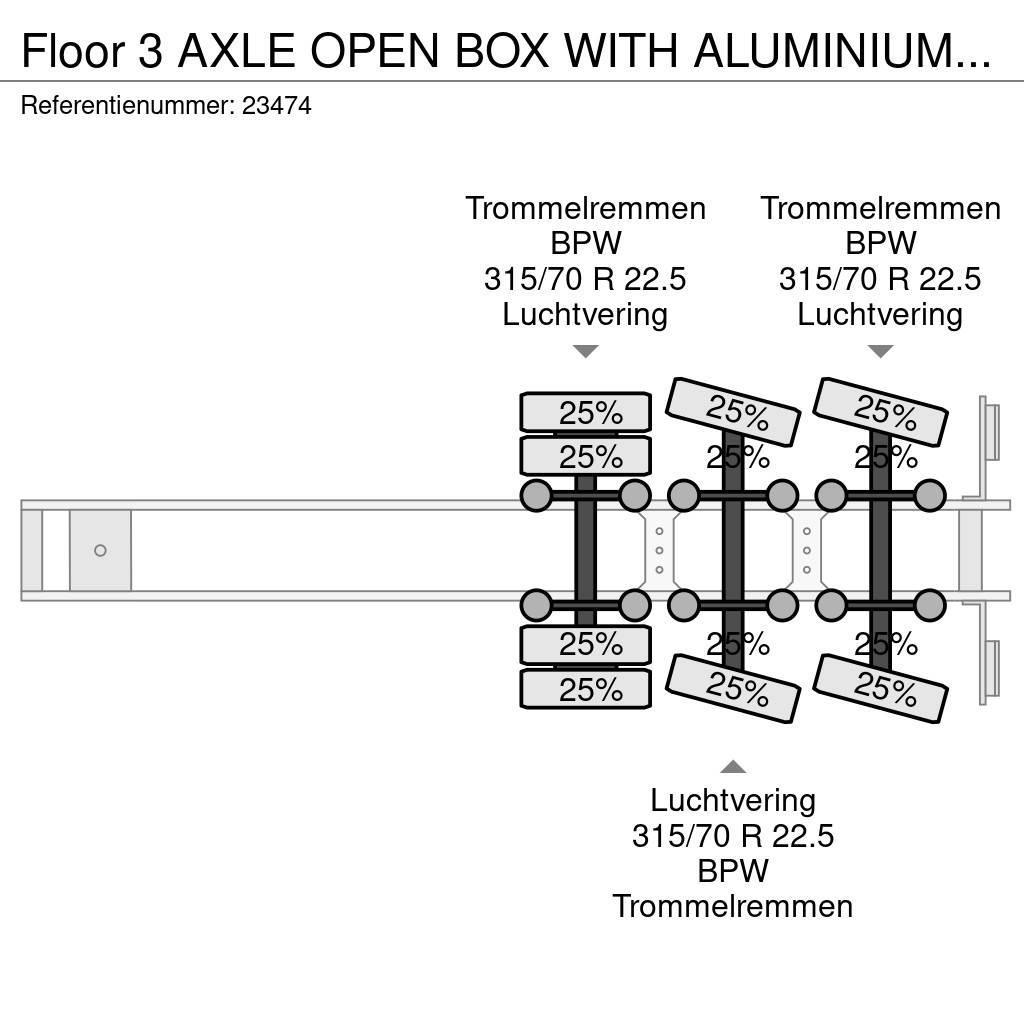 Floor 3 AXLE OPEN BOX WITH ALUMINIUM SIDE BOARDS Semi-trailer med lad/flatbed