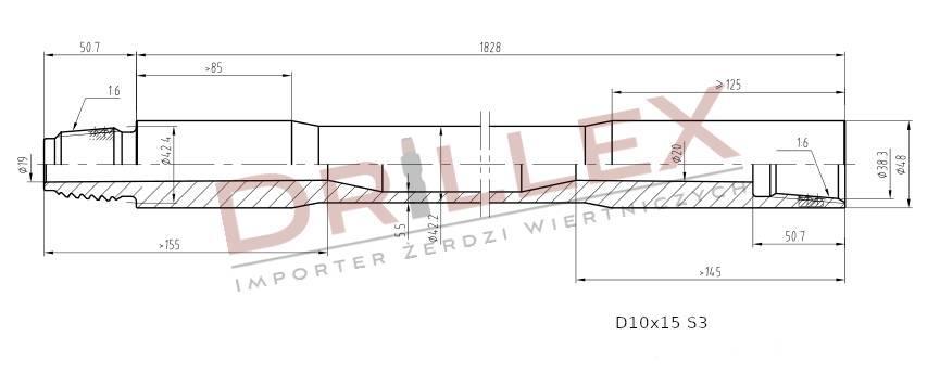 Vermeer D7x11, D9x13, D10x15 S3  Drill pipes, Żerdzie Horisontal retningsbestemt boreudstyr