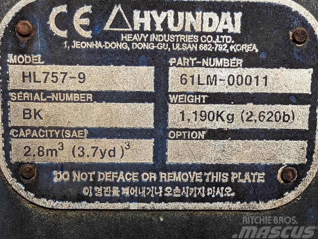 Hyundai WLoader Bucket HL 757-9 Andet tilbehør