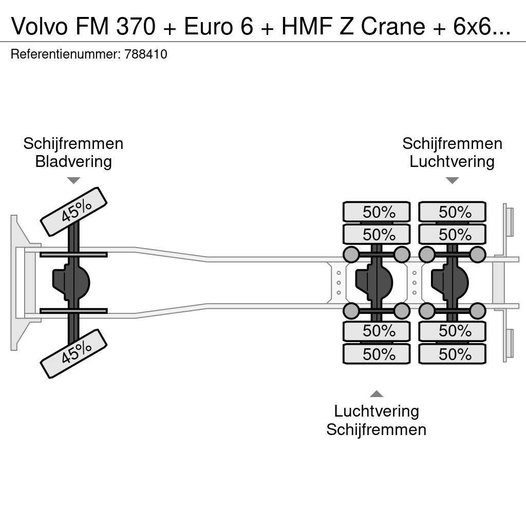 Volvo FM 370 + Euro 6 + HMF Z Crane + 6x6 + Hardox KIPPE Kraner til alt terræn
