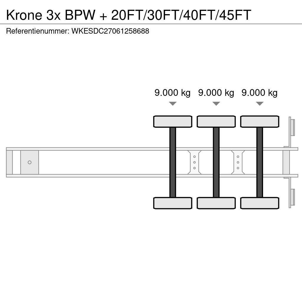 Krone 3x BPW + 20FT/30FT/40FT/45FT Semi-trailer med containerramme