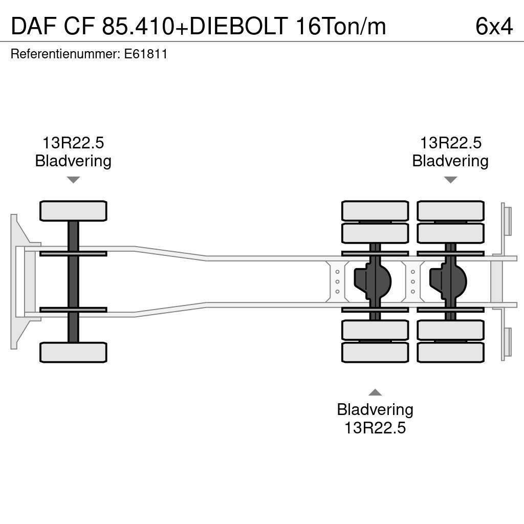DAF CF 85.410+DIEBOLT 16Ton/m Lastbiler med containerramme / veksellad