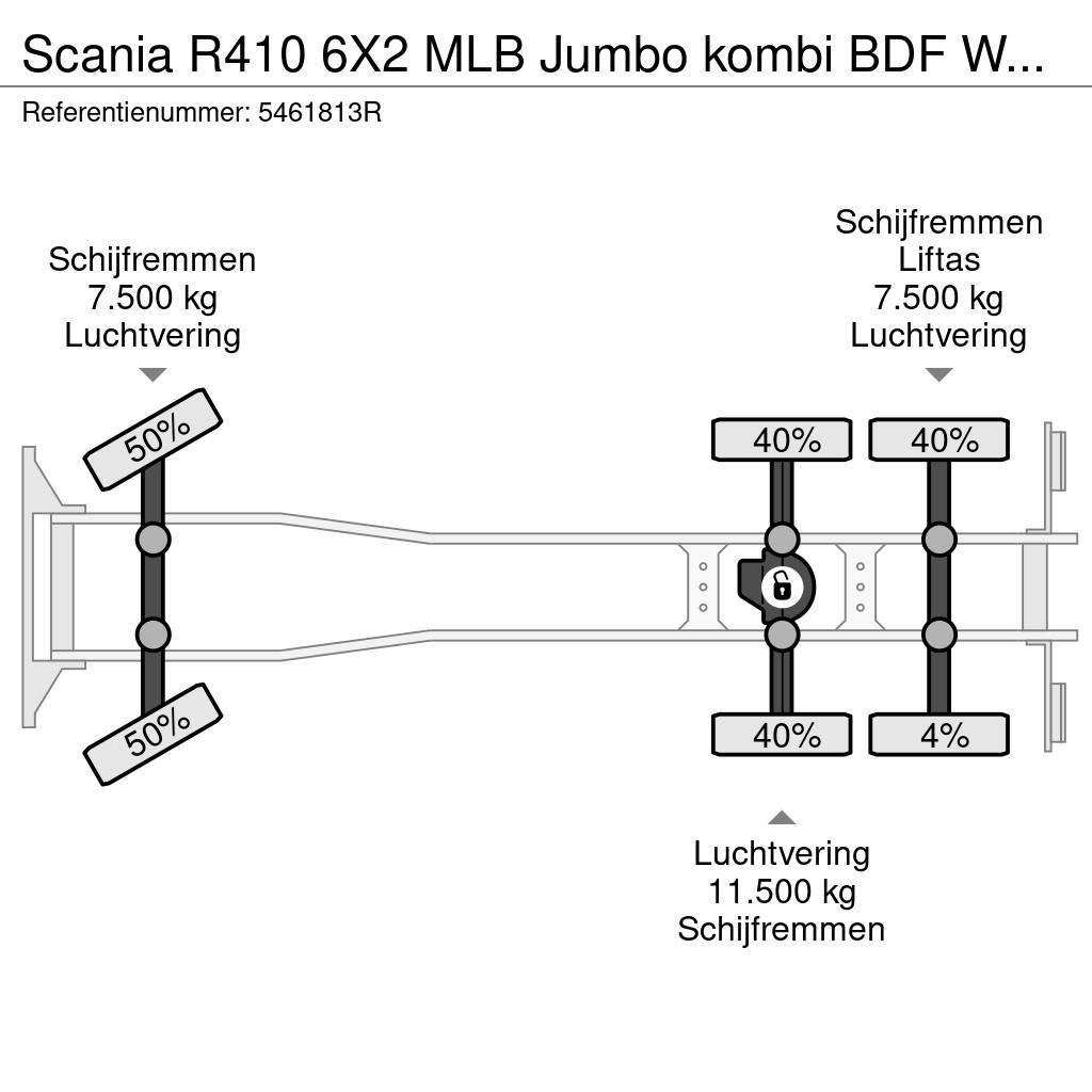 Scania R410 6X2 MLB Jumbo kombi BDF Wechsel Hubdach Retar Demonterbare/wirehejs lastbiler