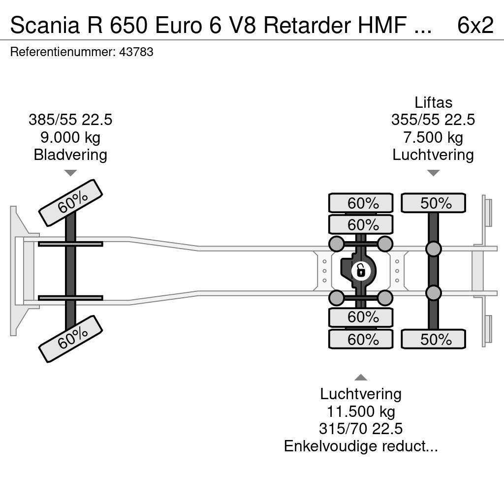 Scania R 650 Euro 6 V8 Retarder HMF 26 Tonmeter laadkraan Autotransportere / Knæklad