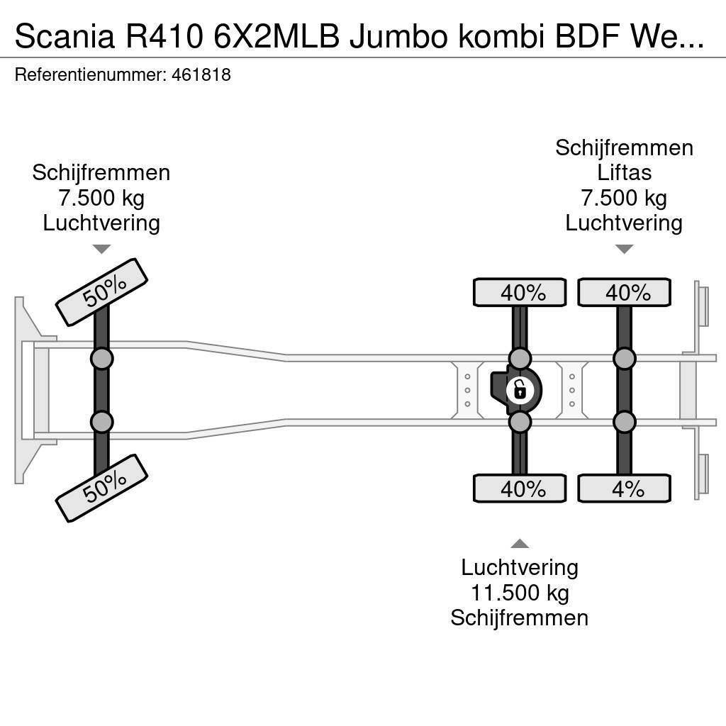 Scania R410 6X2MLB Jumbo kombi BDF Wechsel Retarder Lifti Demonterbare/wirehejs lastbiler