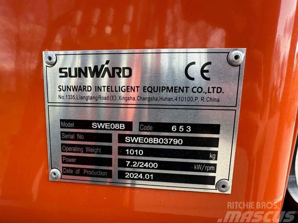 Sunward SWE08 minigraver 1ton NIEUW incl. 3 bakken Minigravemaskiner