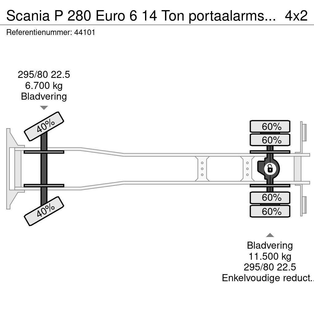 Scania P 280 Euro 6 14 Ton portaalarmsysteem Skip loader
