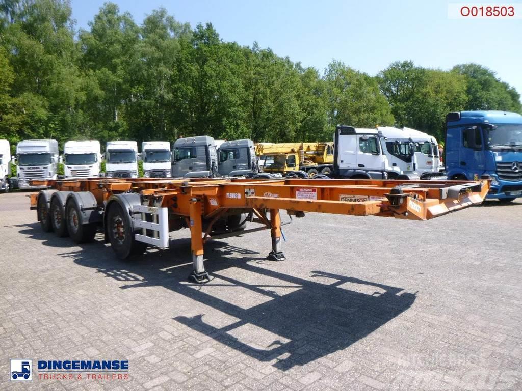 Dennison 4-axle container combi trailer (3 + 1 axles) 20-30 Semi-trailer med containerramme