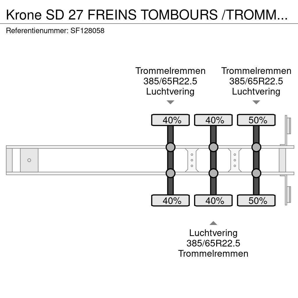 Krone SD 27 FREINS TOMBOURS /TROMMELREMMEN Semi-trailer med lad/flatbed