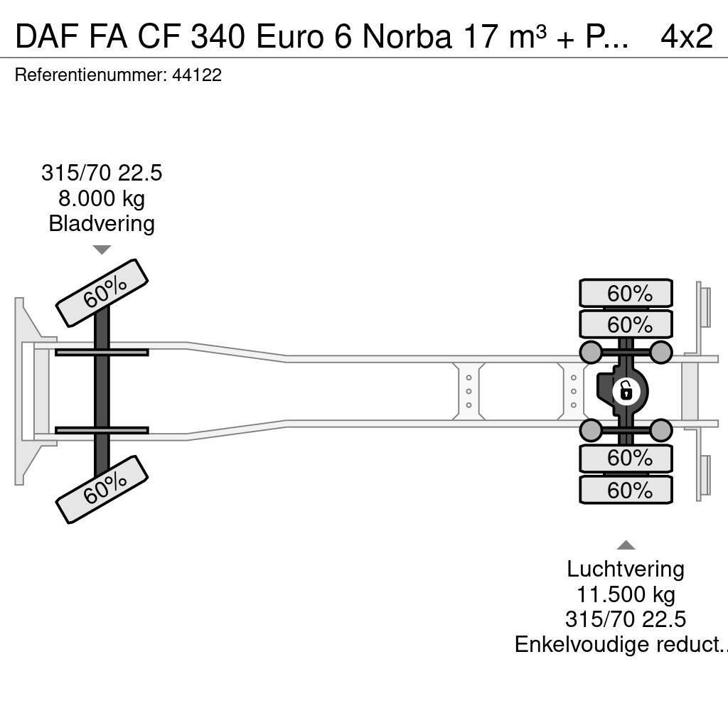 DAF FA CF 340 Euro 6 Norba 17 m³ + Palfinger 3.8 Tonme Renovationslastbiler