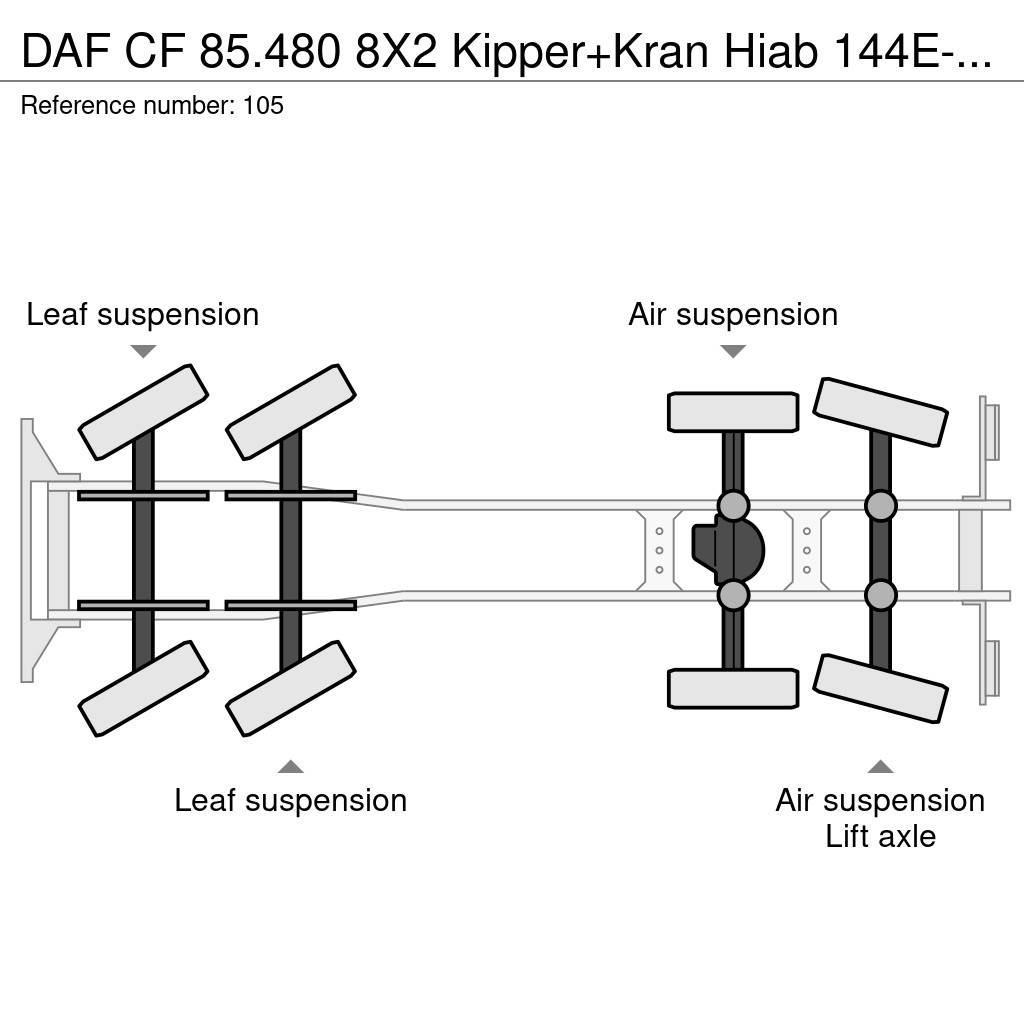 DAF CF 85.480 8X2 Kipper+Kran Hiab 144E-3 PRO Lastbil med kran