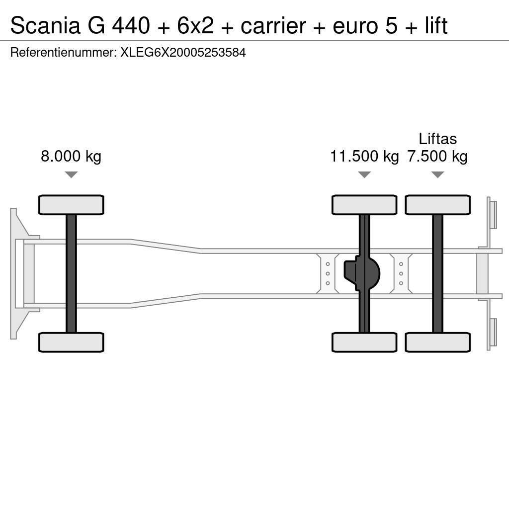 Scania G 440 + 6x2 + carrier + euro 5 + lift Kølelastbiler