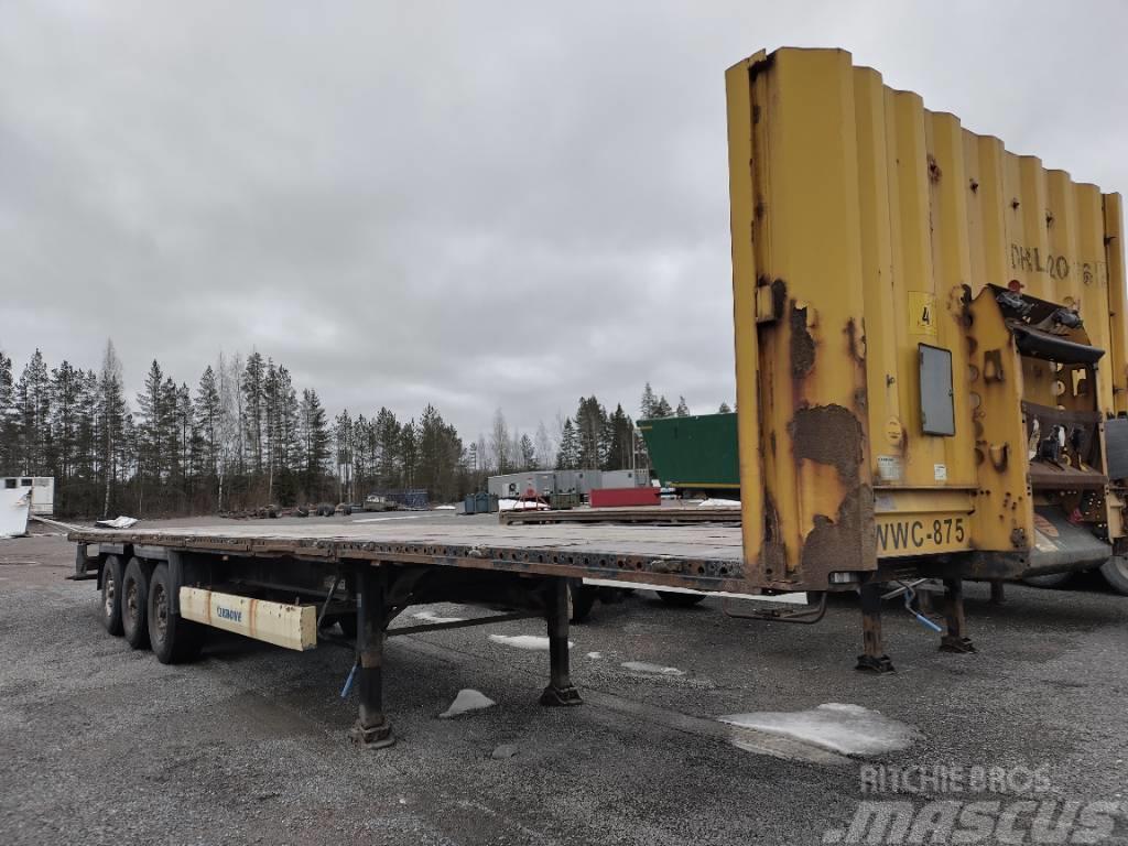 Krone Avokärry, ylileveä valot ,220tkm, levyjarru Semi-trailer med lad/flatbed