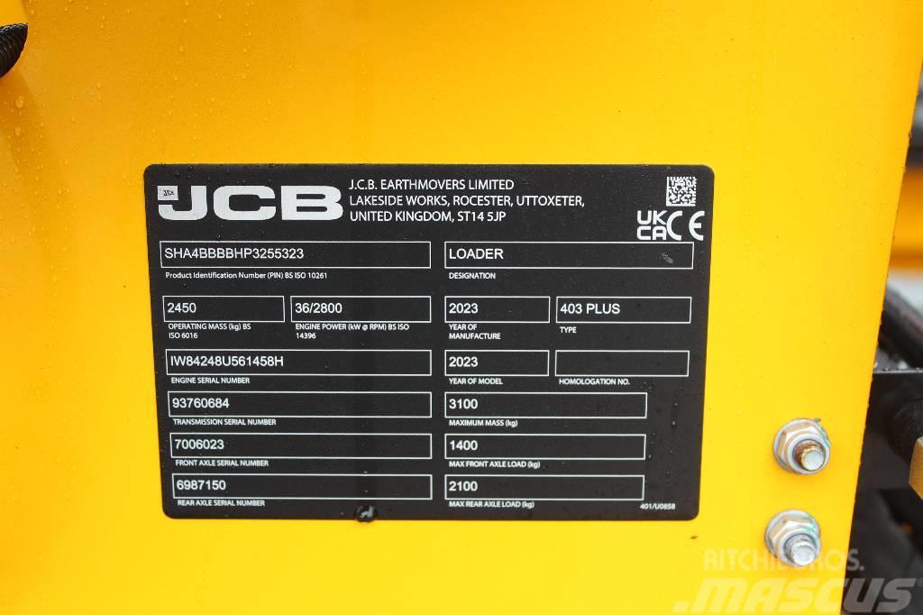 JCB 403 Plus / 3.as hyd, Kauha, Trukkipiikit, 30km/h Minilæsser - knækstyret