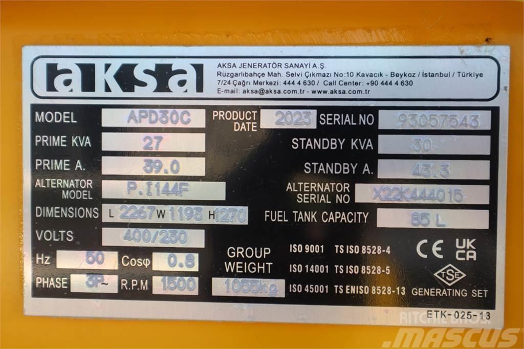 AKSA APD30C Valid inspection, *Guarantee! Diesel, 30 kV Dieselgeneratorer